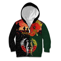 New Zealand and Australia ANZAC Day Kid Hoodie Lest We Forget Indigenous and Maori Pattern LT03 Zip Hoodie Multicolor - Polynesian Pride