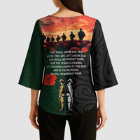 New Zealand and Australia ANZAC Day Kimono Sleeve Blouse Lest We Forget Indigenous and Maori Pattern LT03 - Polynesian Pride