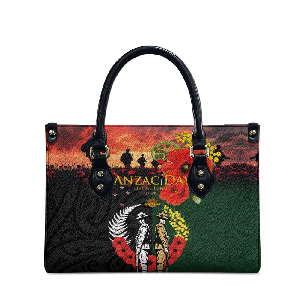 New Zealand and Australia ANZAC Day Leather Bag Lest We Forget Indigenous and Maori Pattern LT03 - Polynesian Pride
