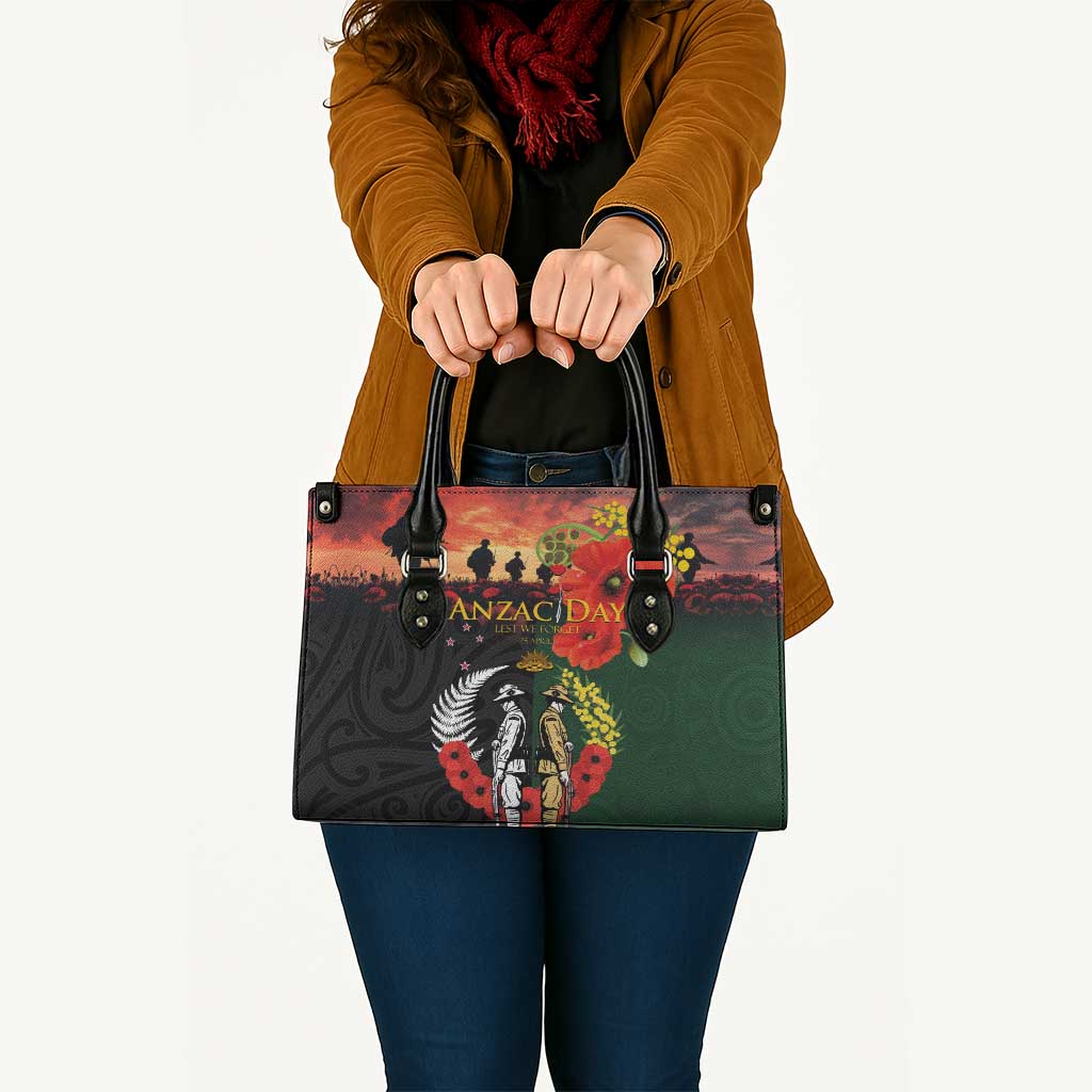 New Zealand and Australia ANZAC Day Leather Bag Lest We Forget Indigenous and Maori Pattern LT03 - Polynesian Pride