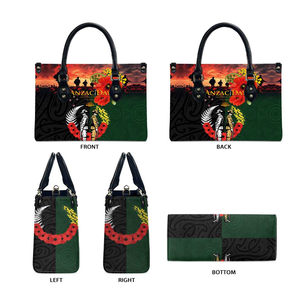 New Zealand and Australia ANZAC Day Leather Bag Lest We Forget Indigenous and Maori Pattern LT03 - Polynesian Pride