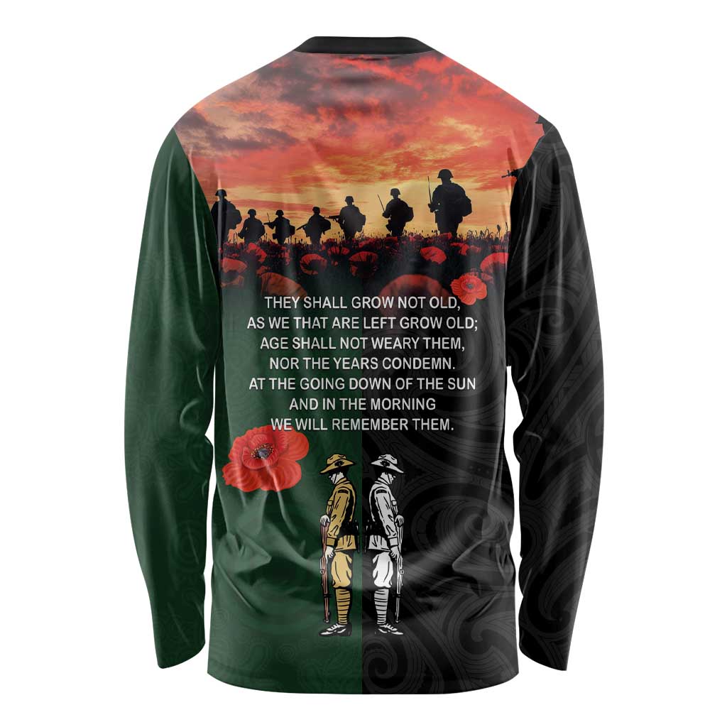 New Zealand and Australia ANZAC Day Long Sleeve Shirt Lest We Forget Indigenous and Maori Pattern LT03 - Polynesian Pride