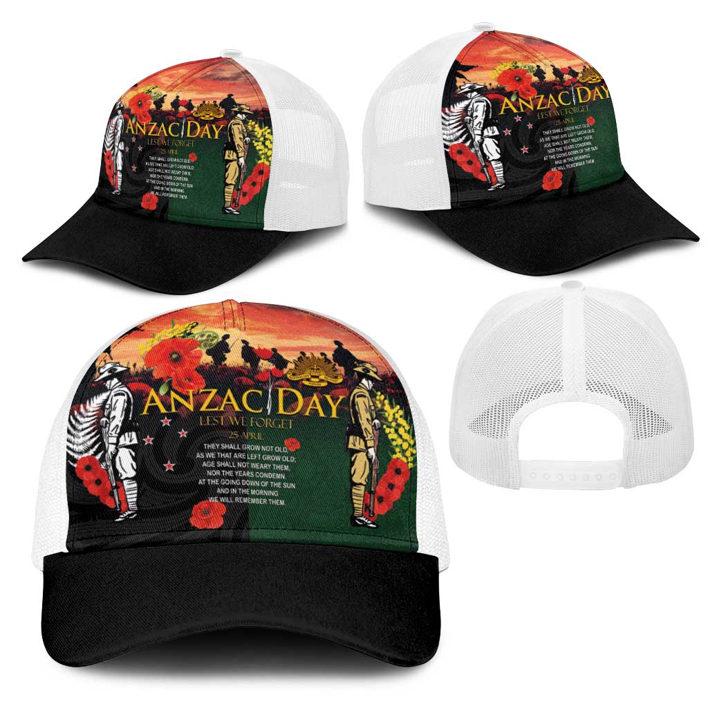 New Zealand and Australia ANZAC Day Mesh Trucker Cap Lest We Forget Indigenous and Maori Pattern LT03 - Polynesian Pride