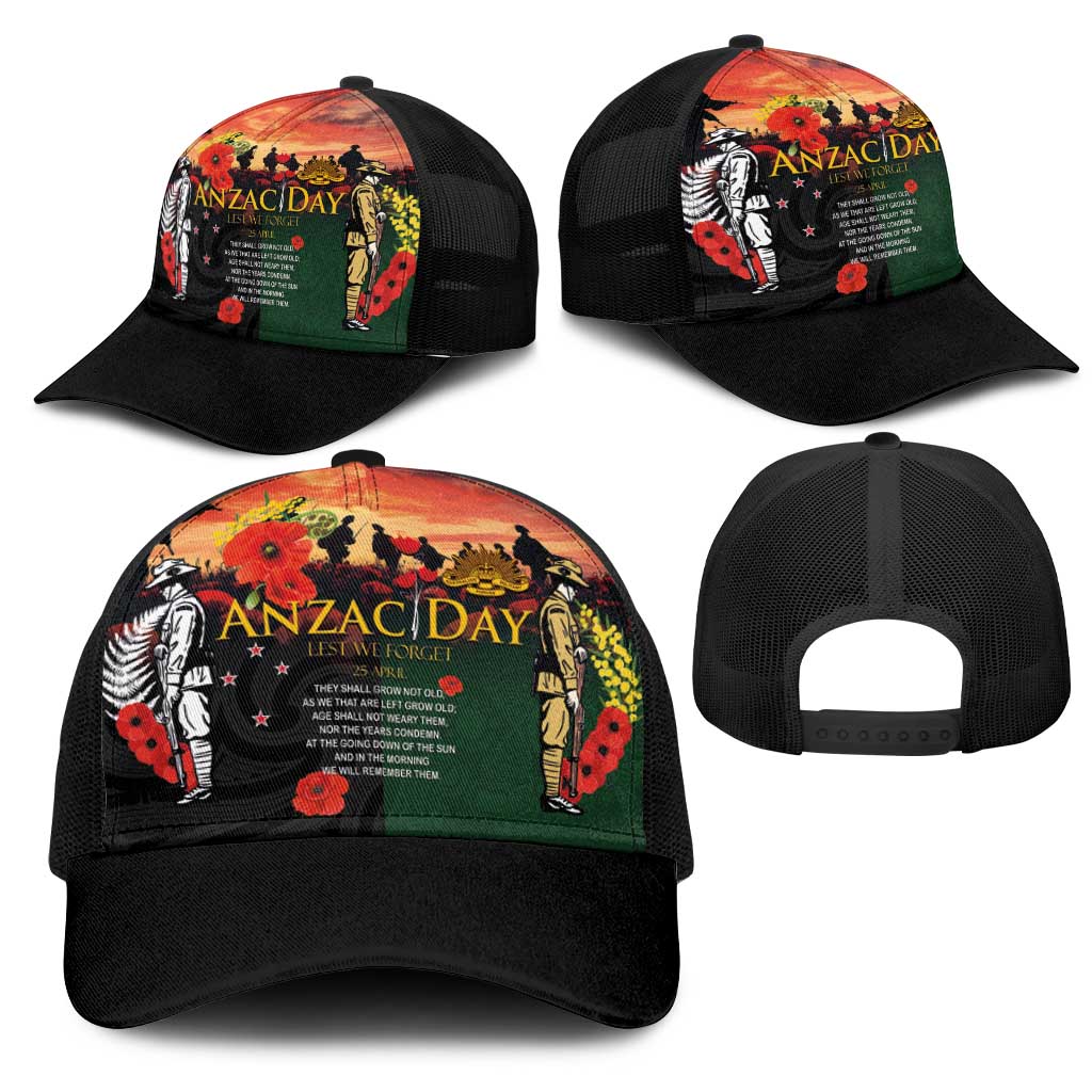 New Zealand and Australia ANZAC Day Mesh Trucker Cap Lest We Forget Indigenous and Maori Pattern LT03 - Polynesian Pride