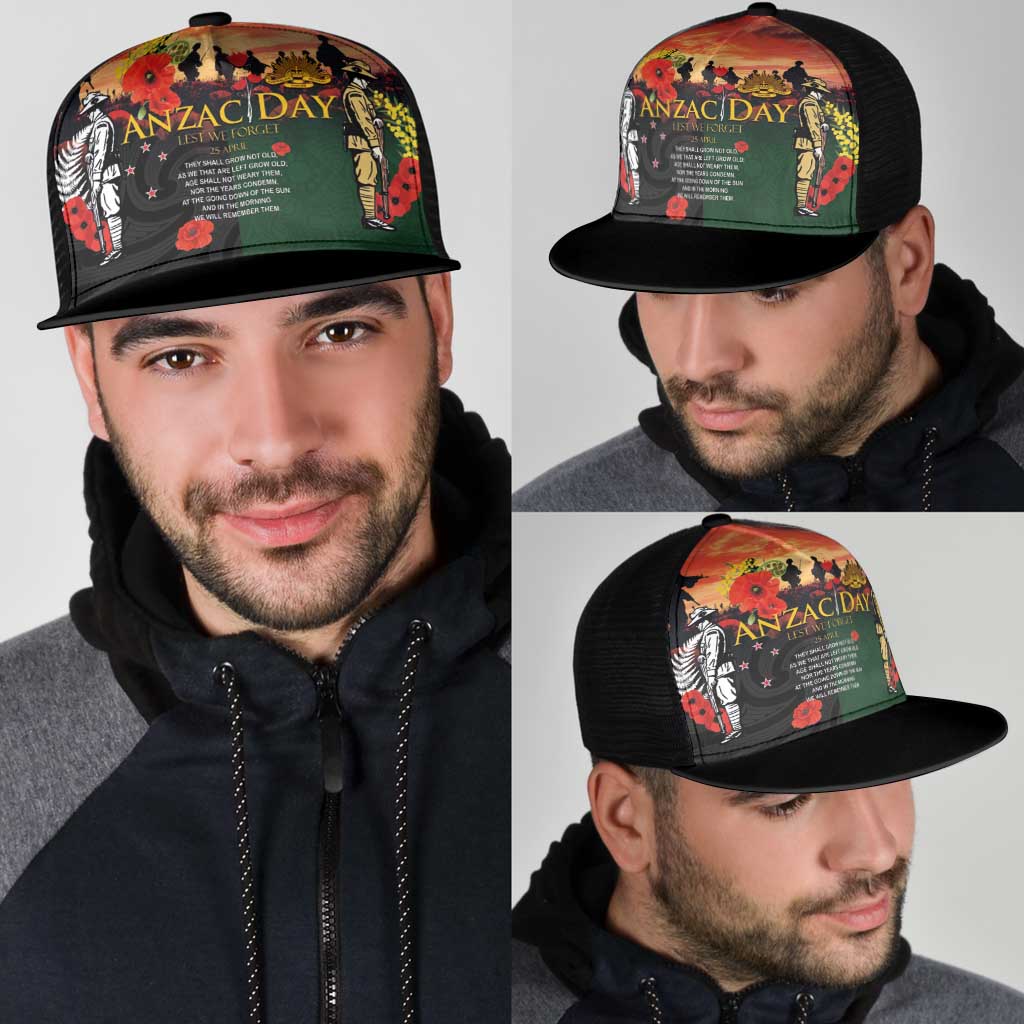 New Zealand and Australia ANZAC Day Mesh Trucker Cap Lest We Forget Indigenous and Maori Pattern LT03 - Polynesian Pride