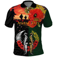 New Zealand and Australia ANZAC Day Polo Shirt Lest We Forget Indigenous and Maori Pattern LT03 Multicolor - Polynesian Pride
