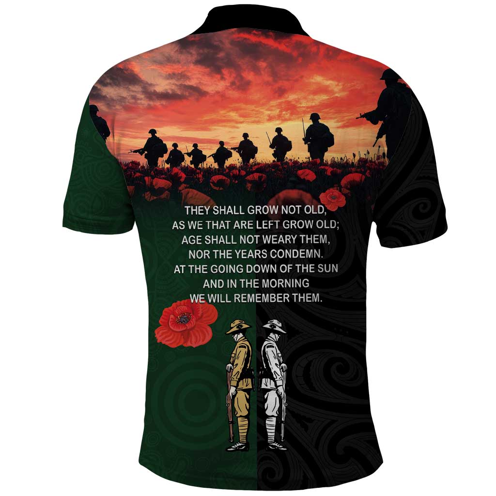 New Zealand and Australia ANZAC Day Polo Shirt Lest We Forget Indigenous and Maori Pattern LT03 - Polynesian Pride