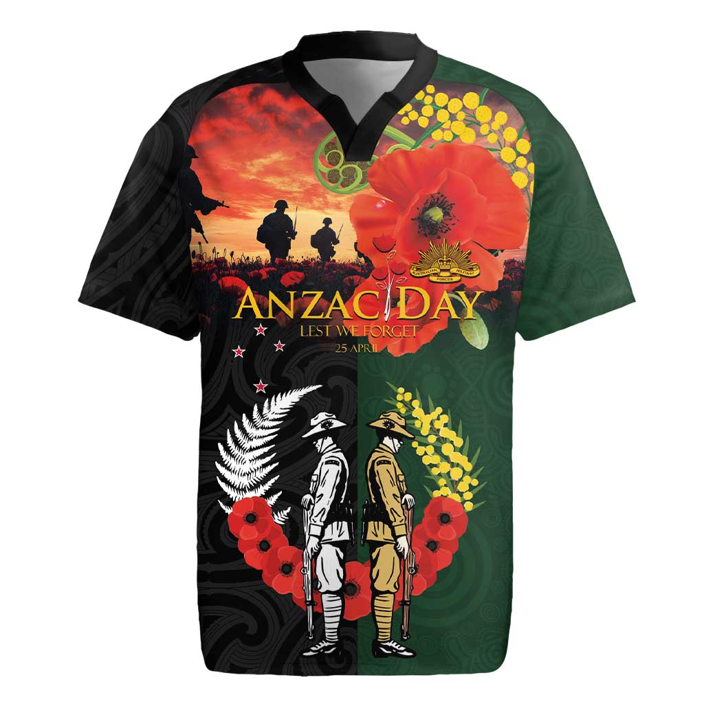 New Zealand and Australia ANZAC Day Rugby Jersey Lest We Forget Indigenous and Maori Pattern LT03 Multicolor - Polynesian Pride