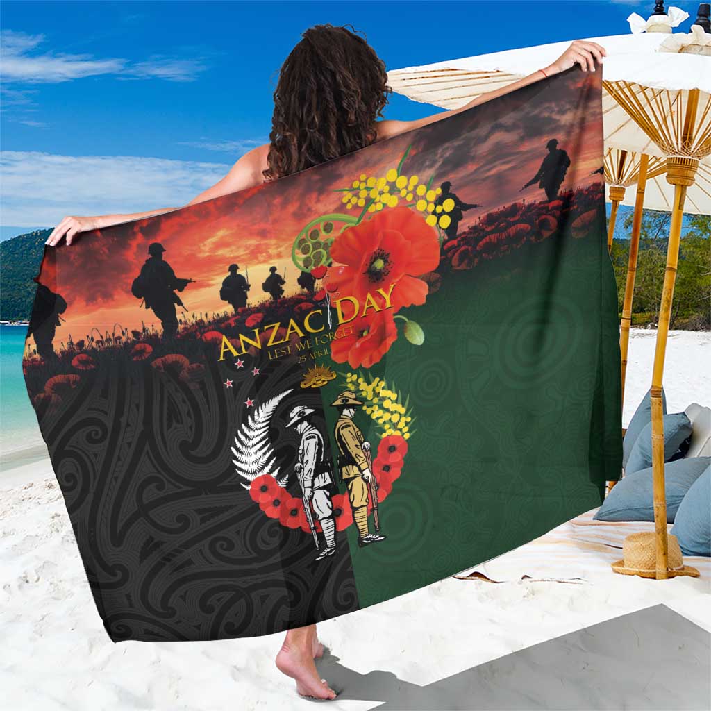 New Zealand and Australia ANZAC Day Sarong Lest We Forget Indigenous and Maori Pattern