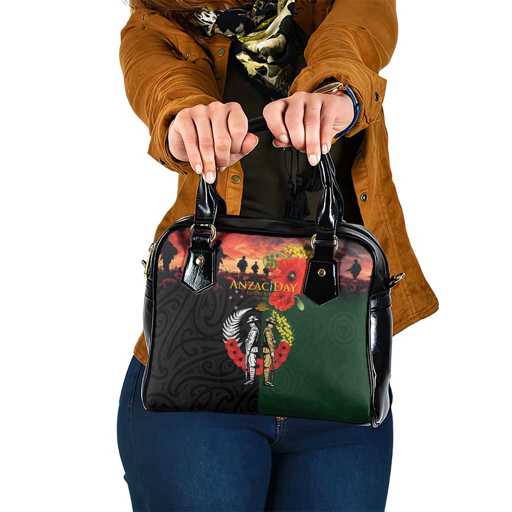 New Zealand and Australia ANZAC Day Shoulder Handbag Lest We Forget Indigenous and Maori Pattern LT03 One Size Multicolor - Polynesian Pride