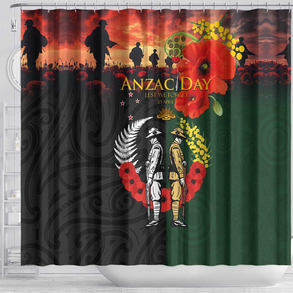 New Zealand and Australia ANZAC Day Shower Curtain Lest We Forget Indigenous and Maori Pattern LT03 - Polynesian Pride