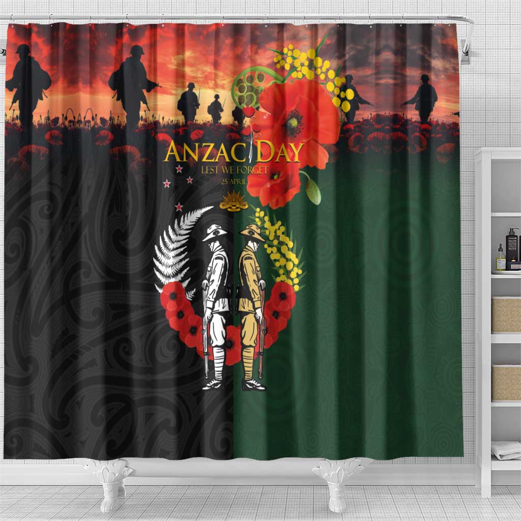 New Zealand and Australia ANZAC Day Shower Curtain Lest We Forget Indigenous and Maori Pattern LT03 - Polynesian Pride
