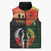 New Zealand and Australia ANZAC Day Sleeveless Puffer Jacket Lest We Forget Indigenous and Maori Pattern LT03 Unisex Multicolor - Polynesian Pride