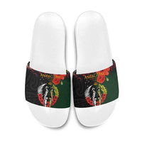 New Zealand and Australia ANZAC Day Slide Sandals Lest We Forget Indigenous and Maori Pattern