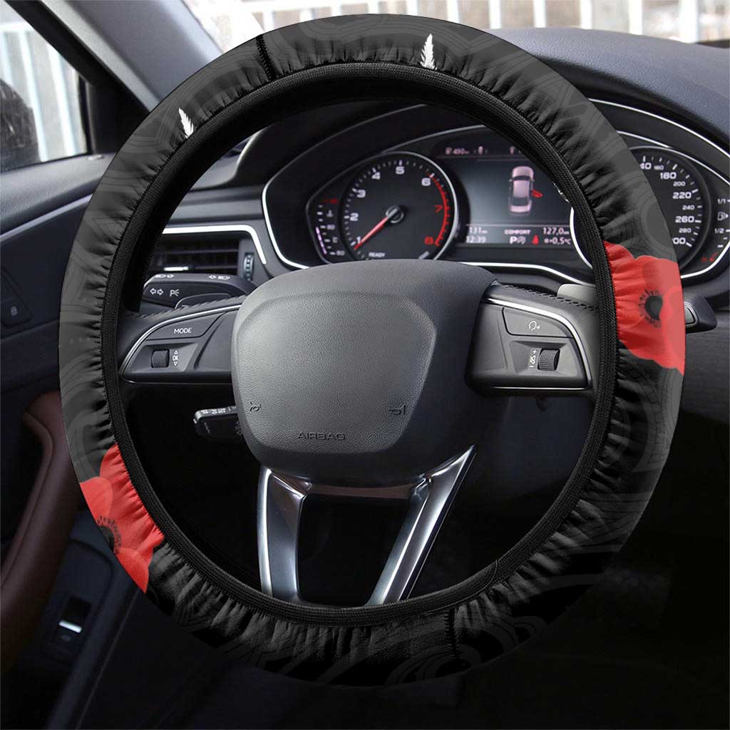 New Zealand and Australia ANZAC Day Steering Wheel Cover Lest We Forget Indigenous and Maori Pattern LT03 - Polynesian Pride