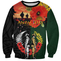 New Zealand and Australia ANZAC Day Sweatshirt Lest We Forget Indigenous and Maori Pattern
