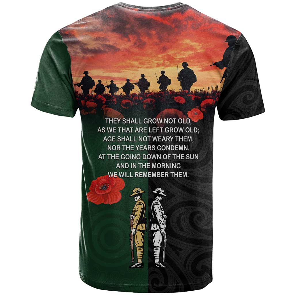 New Zealand and Australia ANZAC Day T Shirt Lest We Forget Indigenous and Maori Pattern LT03 - Polynesian Pride