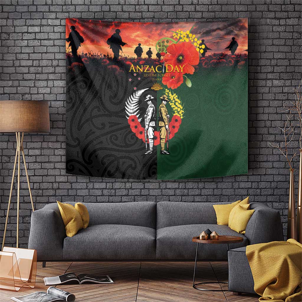 New Zealand and Australia ANZAC Day Tapestry Lest We Forget Indigenous and Maori Pattern LT03 Multicolor - Polynesian Pride