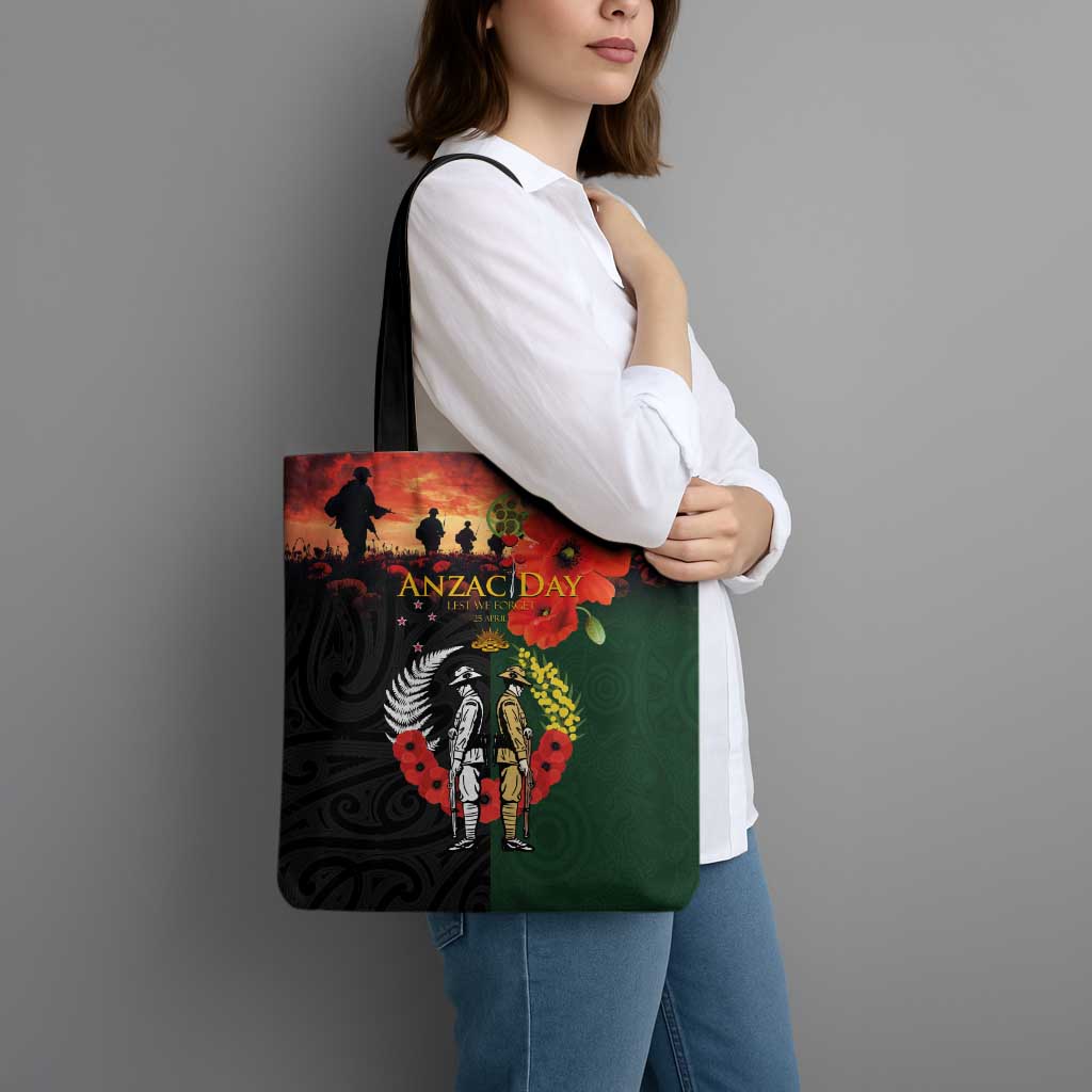 New Zealand and Australia ANZAC Day Tote Bag Lest We Forget Indigenous and Maori Pattern LT03 - Polynesian Pride