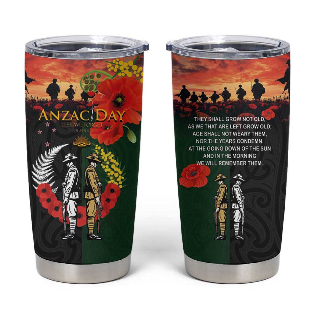 New Zealand and Australia ANZAC Day Tumbler Cup Lest We Forget Indigenous and Maori Pattern LT03 Multicolor - Polynesian Pride