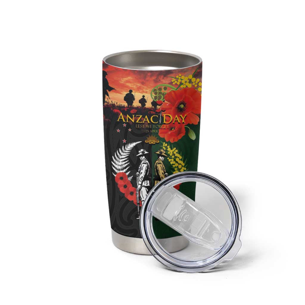 New Zealand and Australia ANZAC Day Tumbler Cup Lest We Forget Indigenous and Maori Pattern LT03 - Polynesian Pride