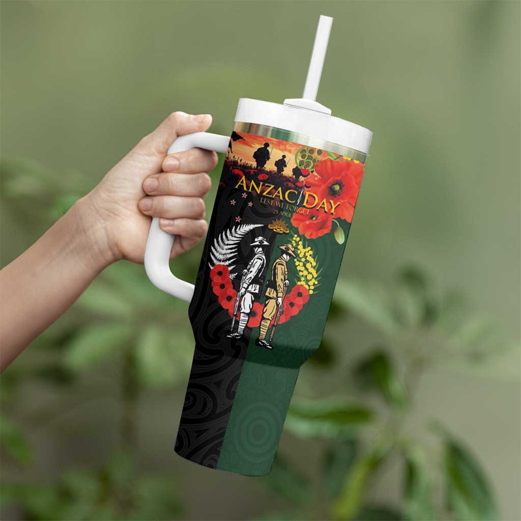 New Zealand and Australia ANZAC Day Tumbler With Handle Lest We Forget Indigenous and Maori Pattern LT03 - Polynesian Pride