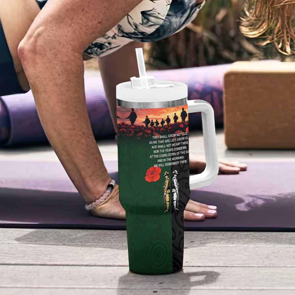 New Zealand and Australia ANZAC Day Tumbler With Handle Lest We Forget Indigenous and Maori Pattern LT03 - Polynesian Pride