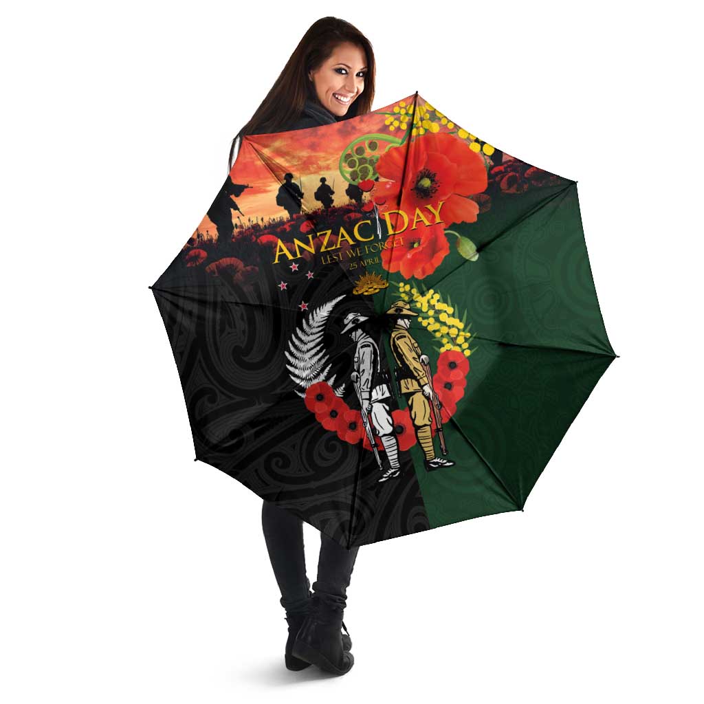 New Zealand and Australia ANZAC Day Umbrella Lest We Forget Indigenous and Maori Pattern LT03 - Polynesian Pride