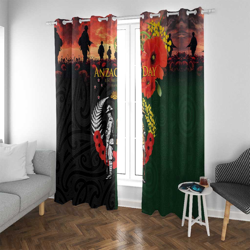 New Zealand and Australia ANZAC Day Window Curtain Lest We Forget Indigenous and Maori Pattern LT03 With Grommets Multicolor - Polynesian Pride