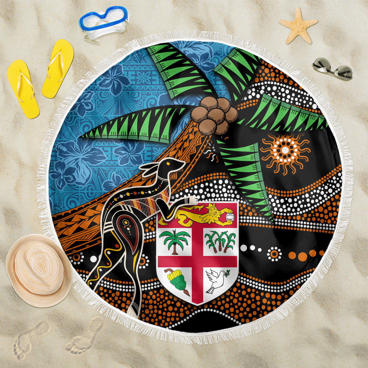 Fiji and Australia Beach Blanket Fijian and Aboriginal mix Culture
