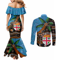 Fiji and Australia Couples Matching Mermaid Dress and Long Sleeve Button Shirt Fijian and Aboriginal mix Culture