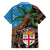 Fiji and Australia Family Matching Long Sleeve Bodycon Dress and Hawaiian Shirt Fijian and Aboriginal mix Culture