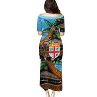 Fiji and Australia Family Matching Puletasi and Hawaiian Shirt Fijian and Aboriginal mix Culture