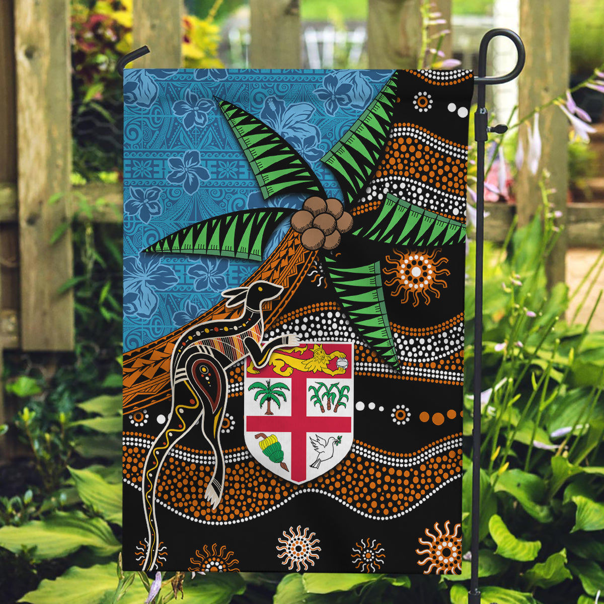 Fiji and Australia Garden Flag Fijian and Aboriginal mix Culture