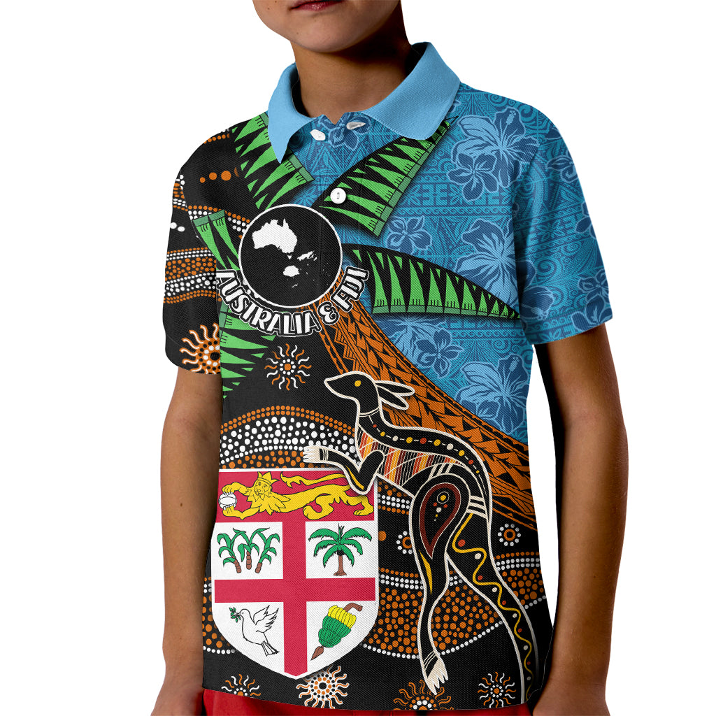 Fiji and Australia Kid Polo Shirt Fijian and Aboriginal mix Culture