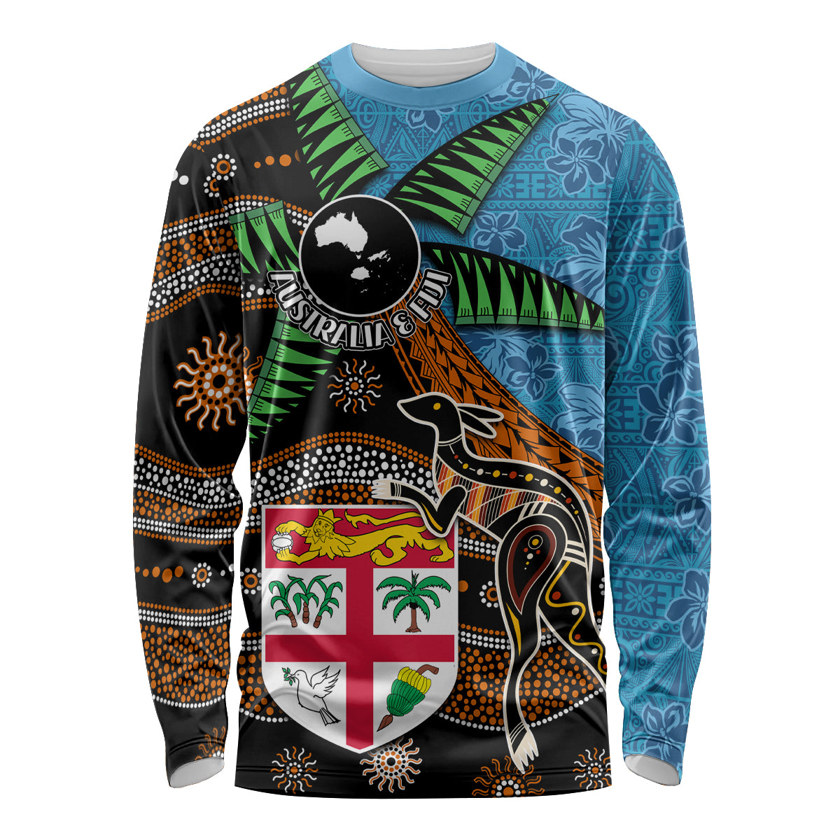 Fiji and Australia Long Sleeve Shirt Fijian and Aboriginal mix Culture