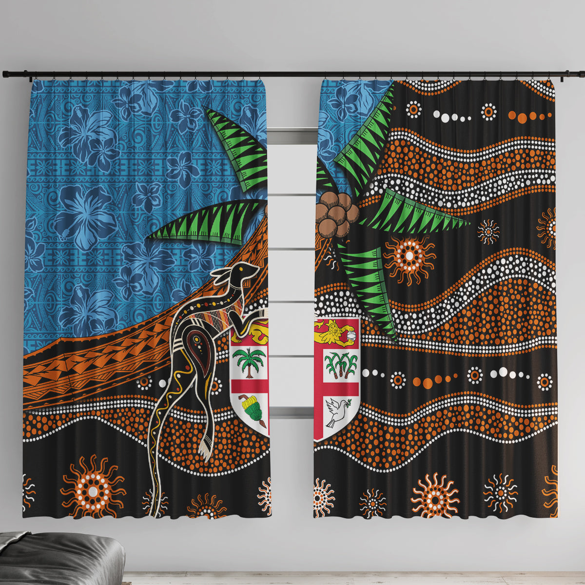 Fiji and Australia Window Curtain Fijian and Aboriginal mix Culture