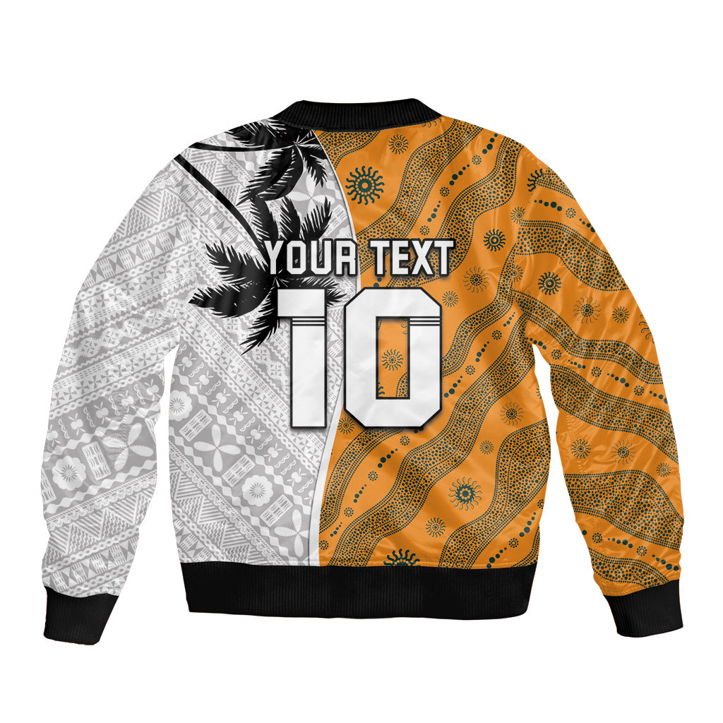 Custom Fiji and Australia Rugby Bomber Jacket Tapa Mix Aboriginal Pattern Half Style