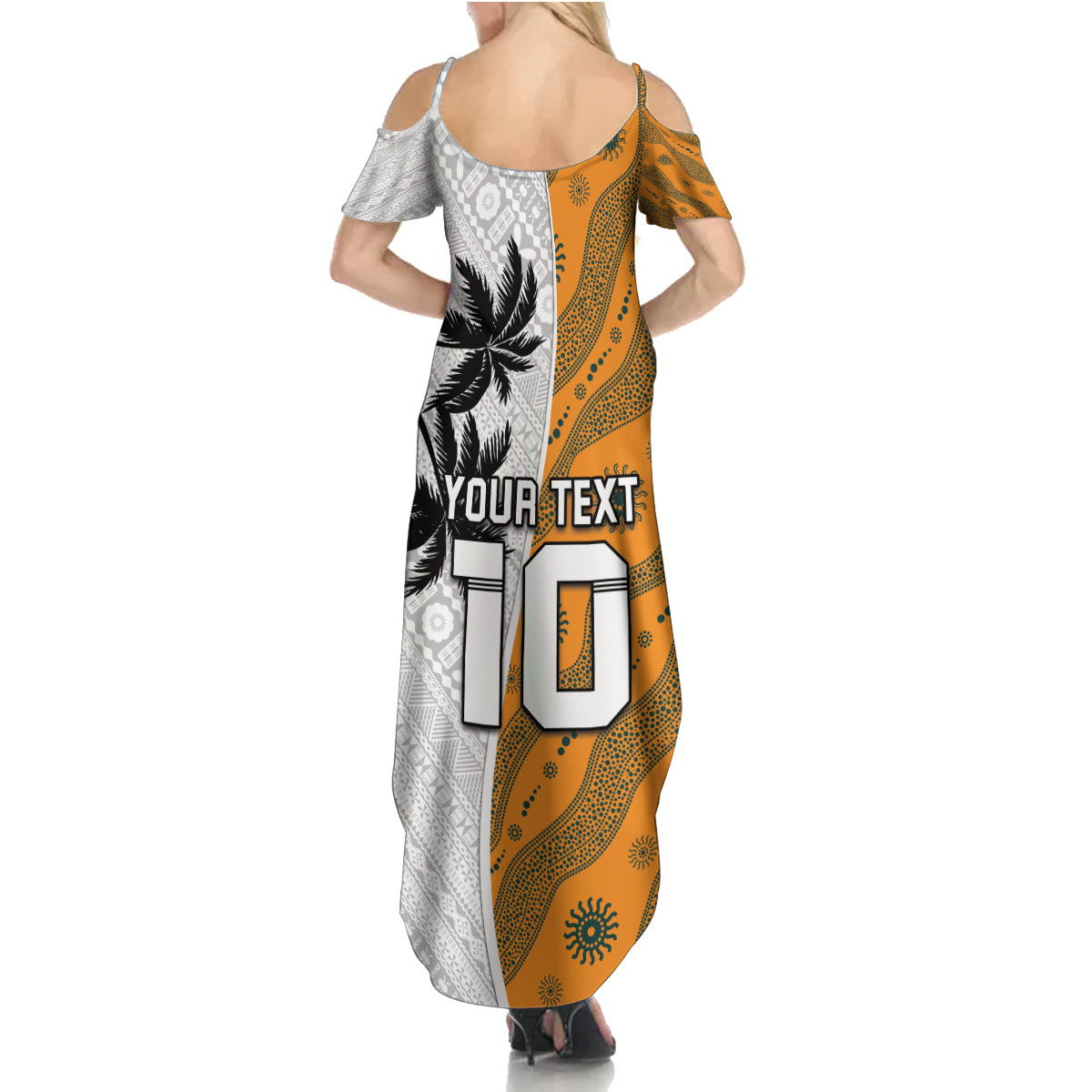 Custom Fiji and Australia Rugby Summer Maxi Dress Tapa Mix Aboriginal Pattern Half Style