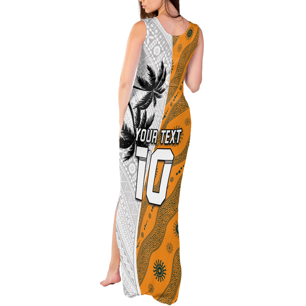 Custom Fiji and Australia Rugby Tank Maxi Dress Tapa Mix Aboriginal Pattern Half Style