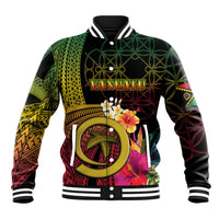 Vanuatu Independence Day Baseball Jacket Sand Drawing Melanesian Vibes LT03 Unisex Black - Polynesian Pride