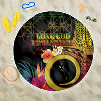 Vanuatu Independence Day Beach Blanket Sand Drawing Melanesian Vibes LT03 One Size 150cm Black - Polynesian Pride