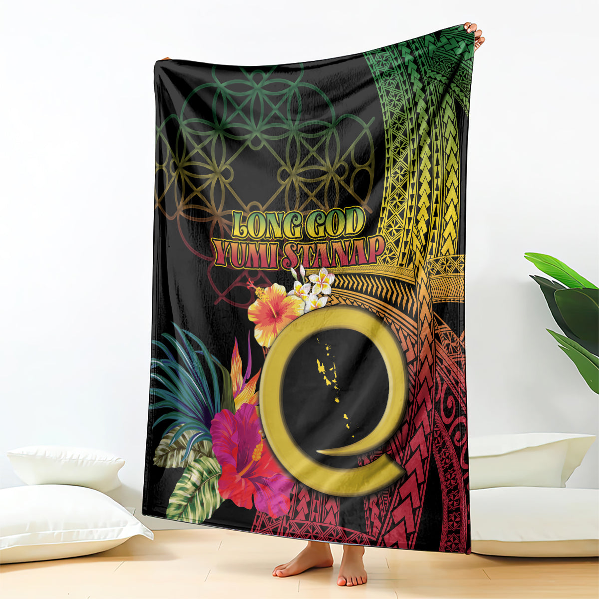 Vanuatu Independence Day Blanket Sand Drawing Melanesian Vibes LT03 - Polynesian Pride