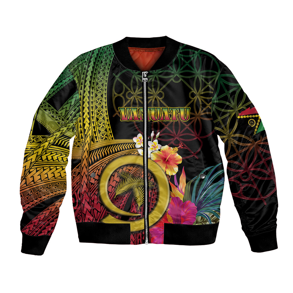 Vanuatu Independence Day Bomber Jacket Sand Drawing Melanesian Vibes LT03 Unisex Black - Polynesian Pride