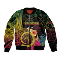 Vanuatu Independence Day Bomber Jacket Sand Drawing Melanesian Vibes LT03 Unisex Black - Polynesian Pride