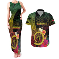 Vanuatu Independence Day Couples Matching Tank Maxi Dress and Hawaiian Shirt Sand Drawing Melanesian Vibes