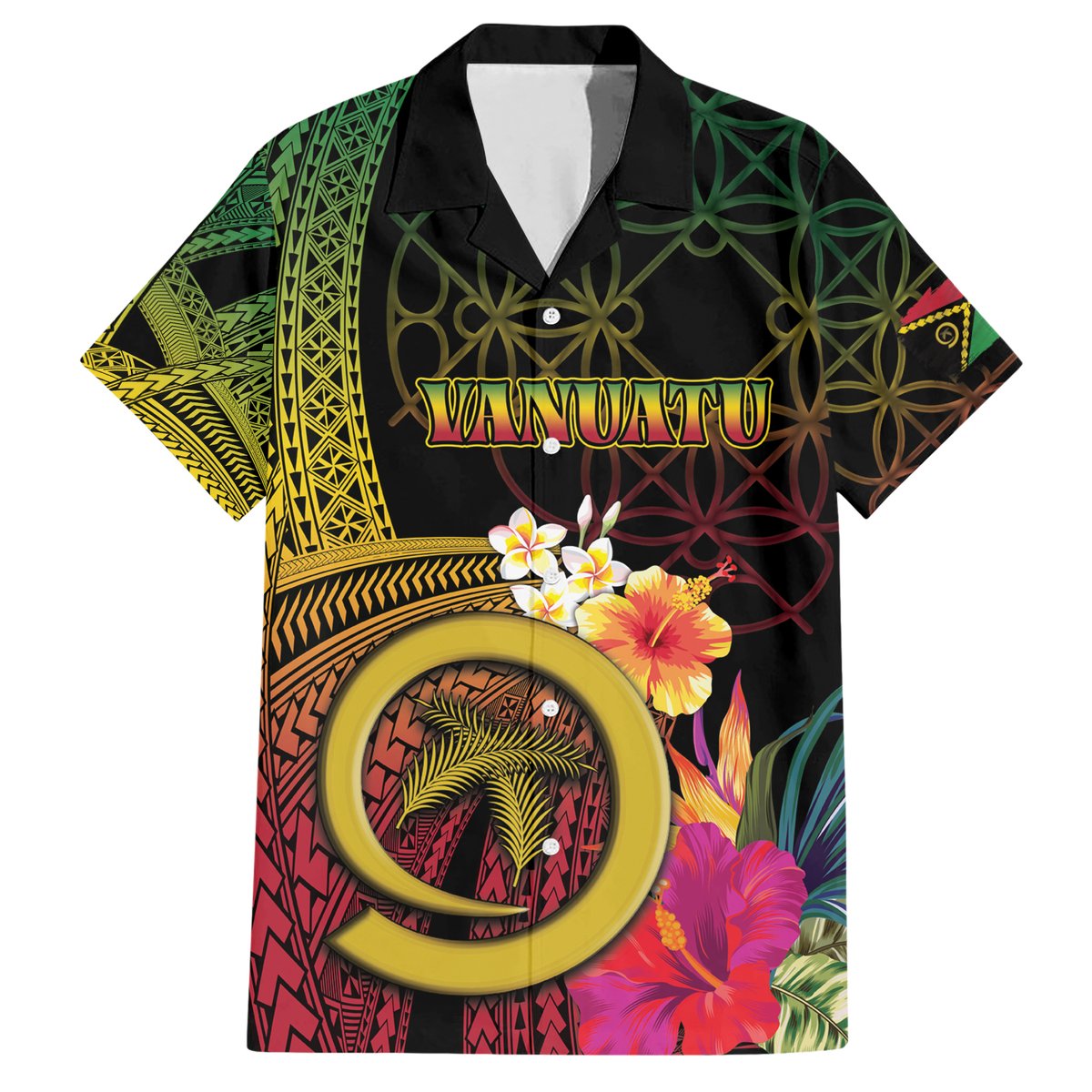Vanuatu Independence Day Hawaiian Shirt Sand Drawing Melanesian Vibes LT03 Black - Polynesian Pride