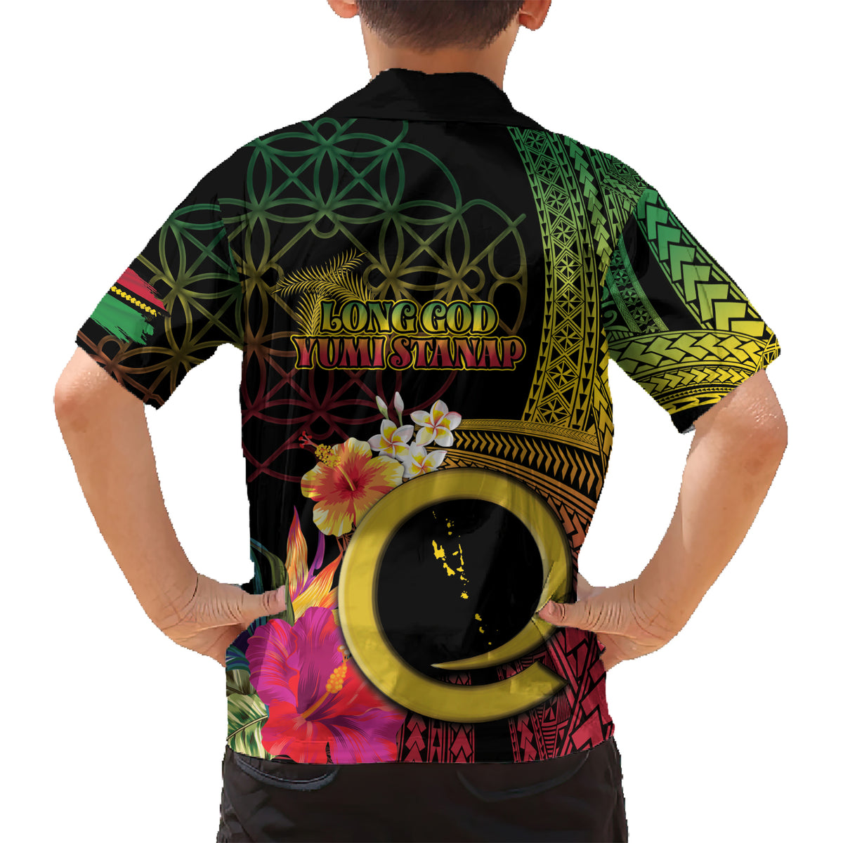 Vanuatu Independence Day Kid Hawaiian Shirt Sand Drawing Melanesian Vibes