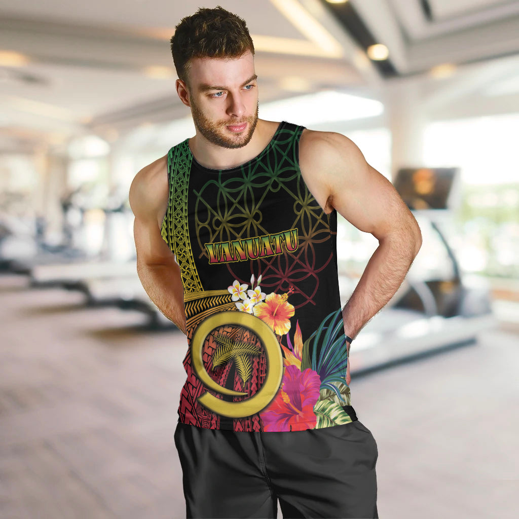 Vanuatu Independence Day Men Tank Top Sand Drawing Melanesian Vibes LT03 Black - Polynesian Pride