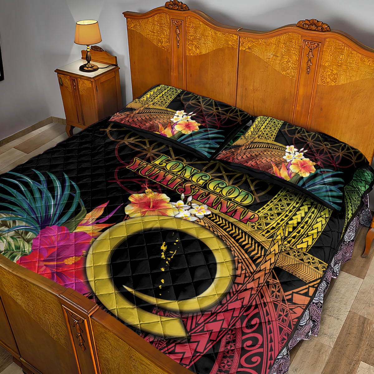 Vanuatu Independence Day Quilt Bed Set Sand Drawing Melanesian Vibes LT03 - Polynesian Pride